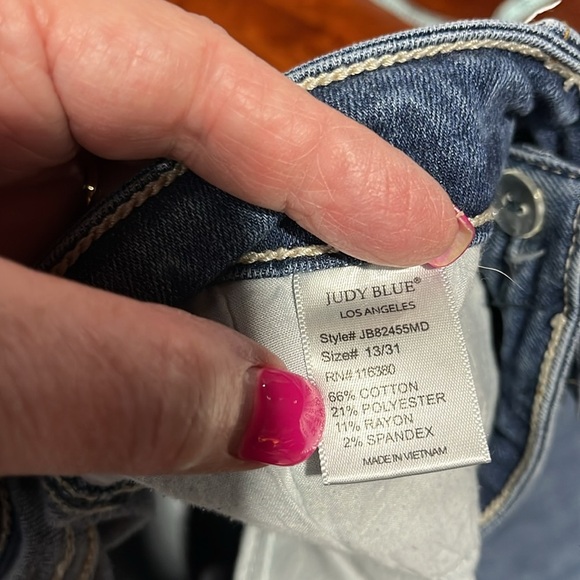 Judy Blue Womens Dad Jeans 13/31 Med Wash Frayed Hem Straight Leg Relaxed Fit - Picture 13 of 15